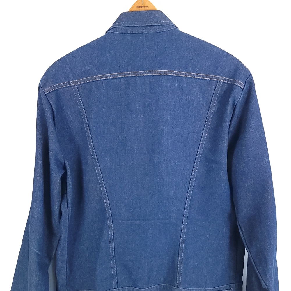 Vintage Wrangler No Fault Denim Button Front Trucker Jacket Men's 44L 74136PW - Picture 7 of 11